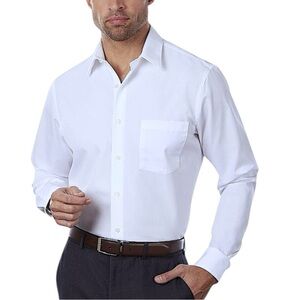 VAN HUESEN Classic White Dress Shirt Button Down Size 16.5 34/35 Men’s Large NWT